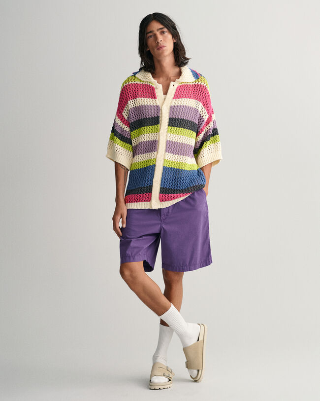 Pulover estilo polo com textura aberta