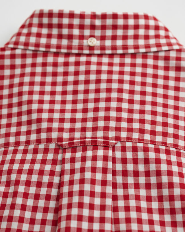 Camisa de manga curta em popelina Gingham clássica regular fit