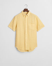 Camisa de linho tingida com manga curta regular fit