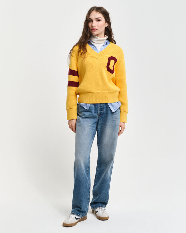 Pullover com decote em V GANT Varsity
