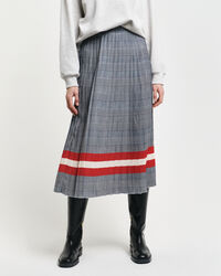 Saia plissada com padrão de xadrez estampado