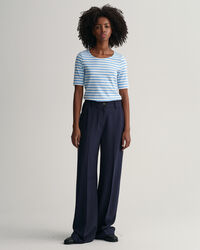 T-shirt de meia manga canelada &agrave;s riscas