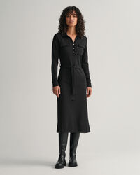 Vestido em jersey com colarinho de polo slim fit