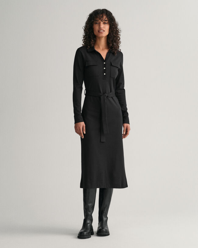 Vestido em jersey com colarinho de polo slim fit