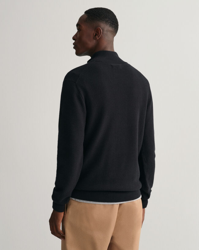 Sweatshirt com meio fecho em algod&atilde;o Textured