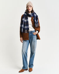 Cachecol de lã com padrão de xadrez