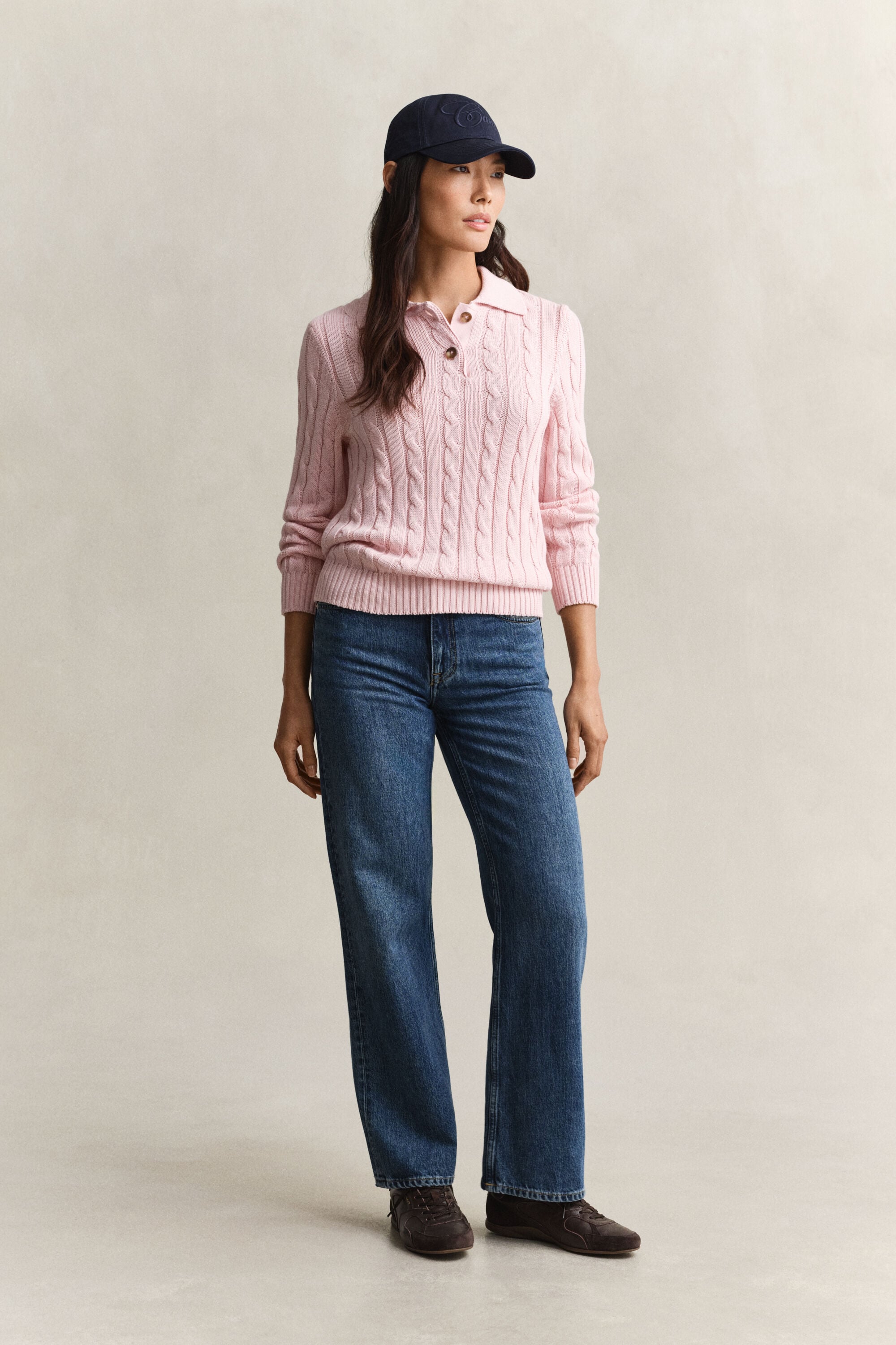 Camisola em malha entrançada de algodão