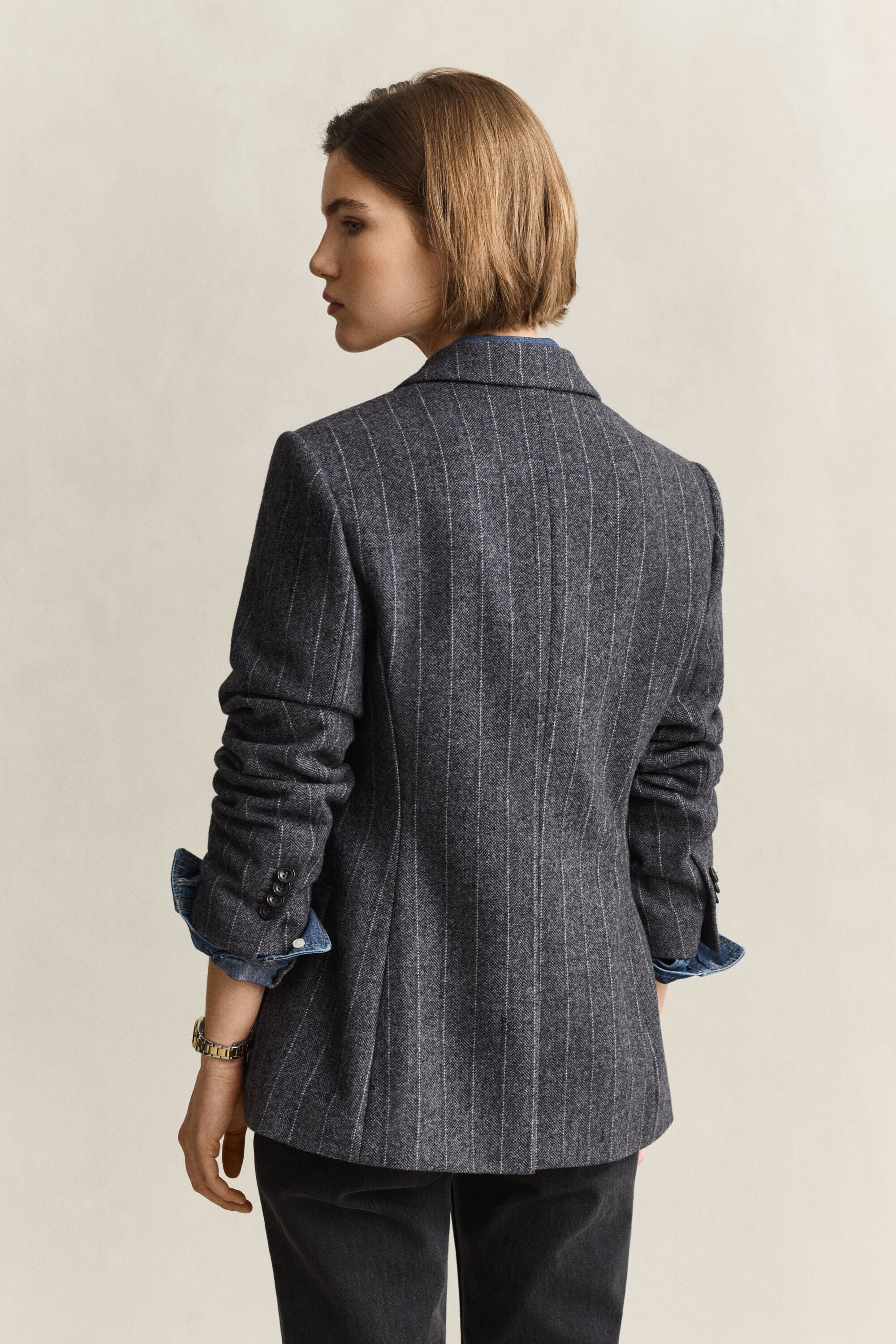 Blazer ampulheta Pinstripe