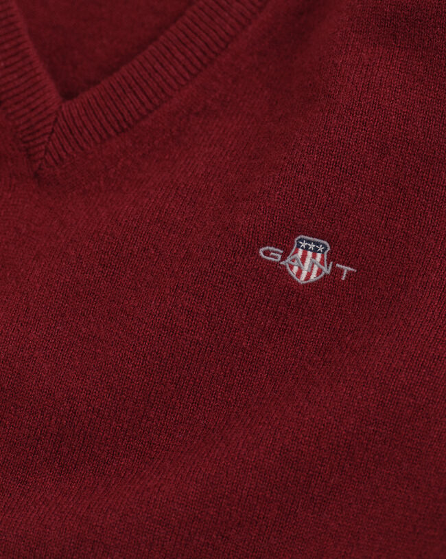 Pullover com decote em V em lã extrafina