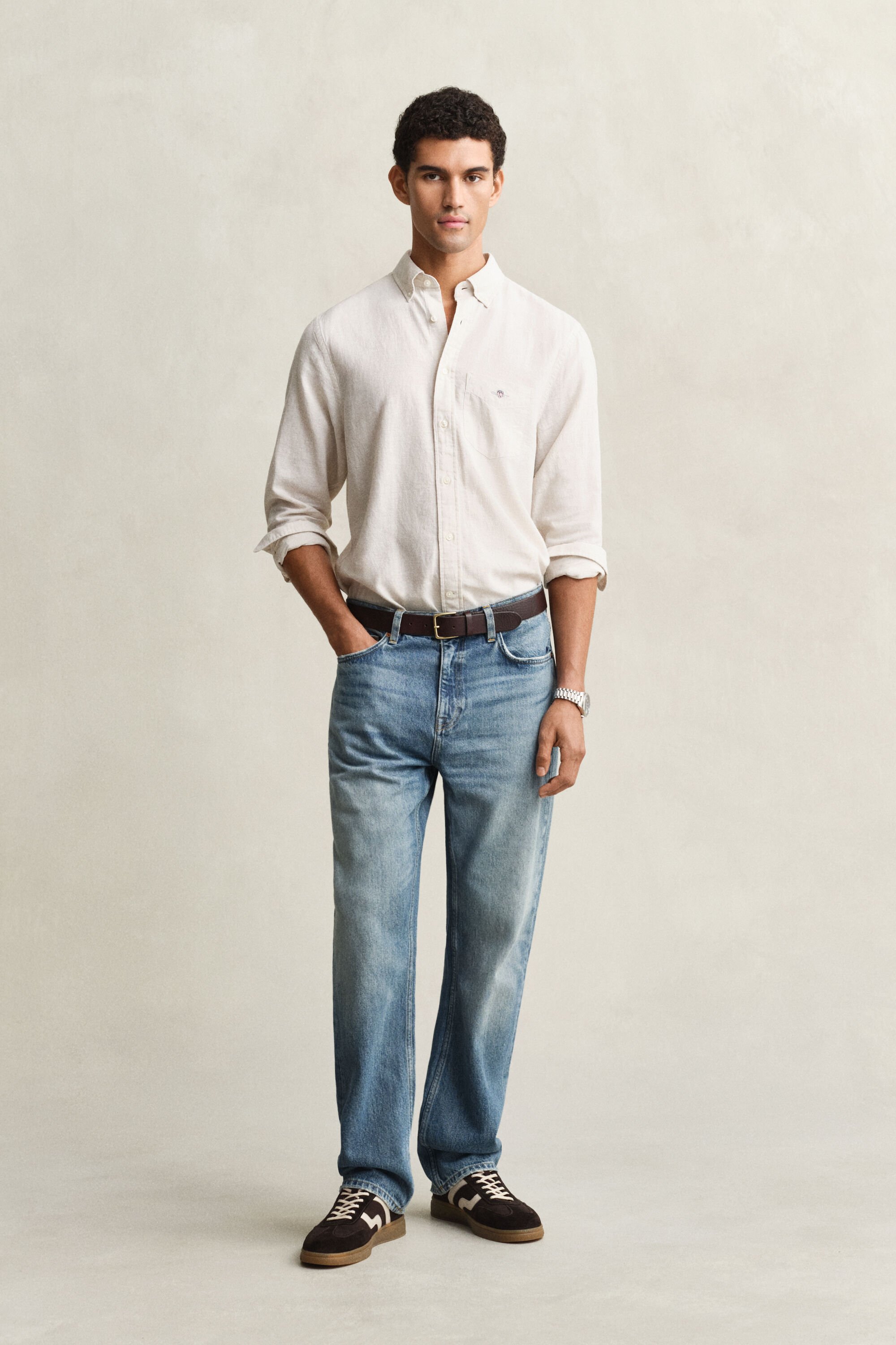 Camisa em mistura de linho