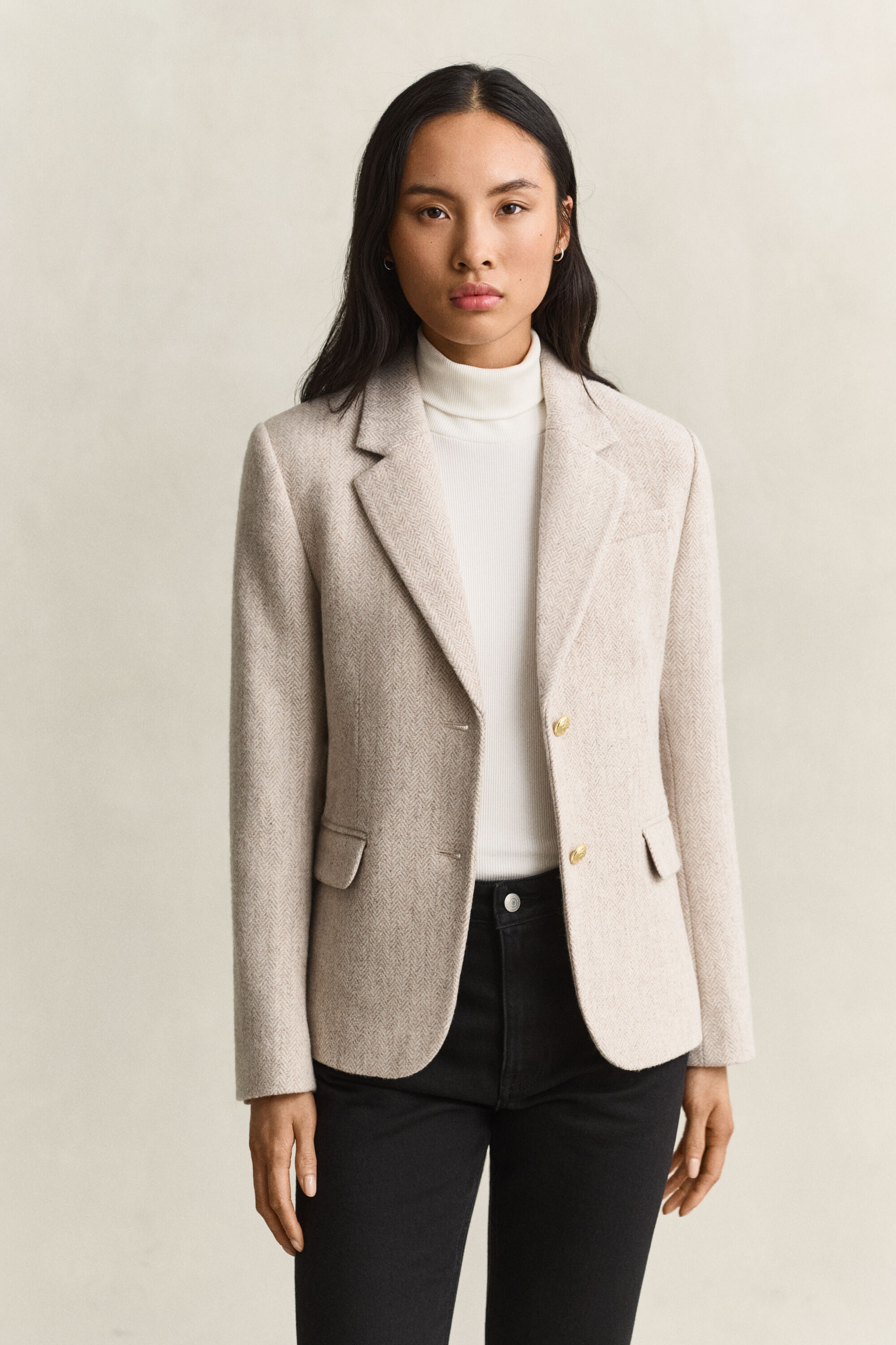 Blazer com padrão espinha de peixe