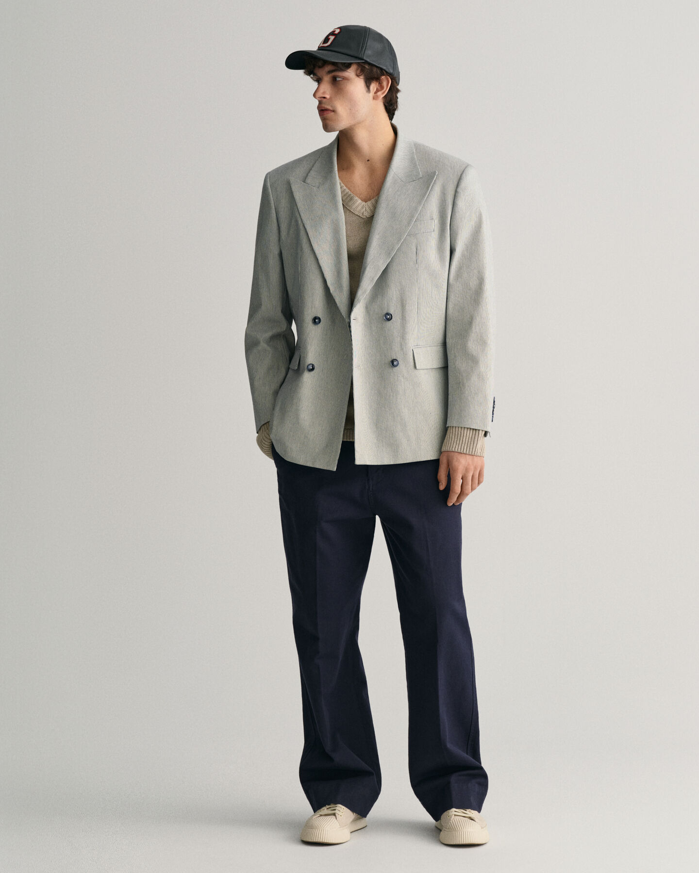 Blazer de trespasse às riscas oversized