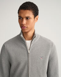 Casaco em malha canelada com fecho Texture