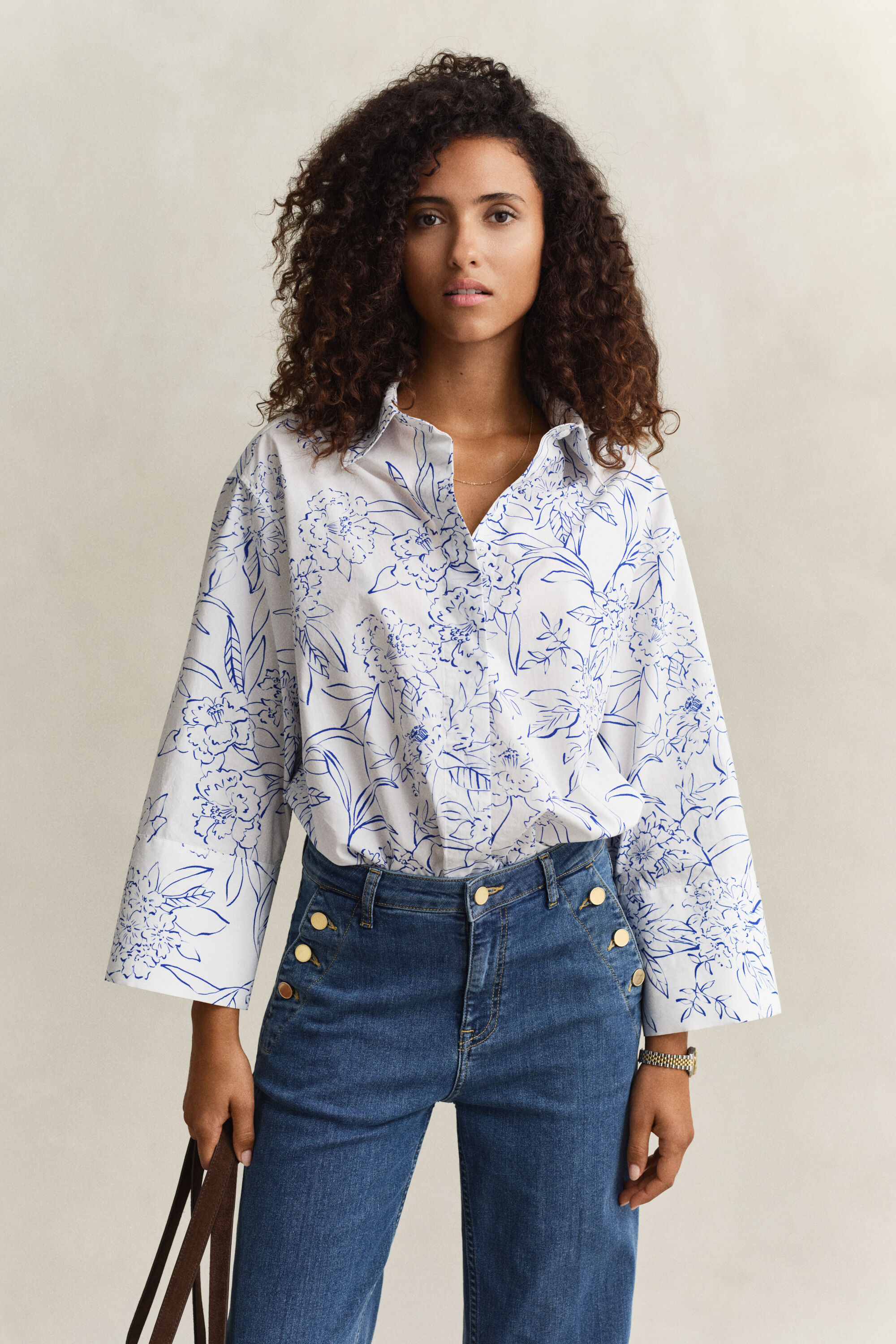 Camisa em popelina Floral