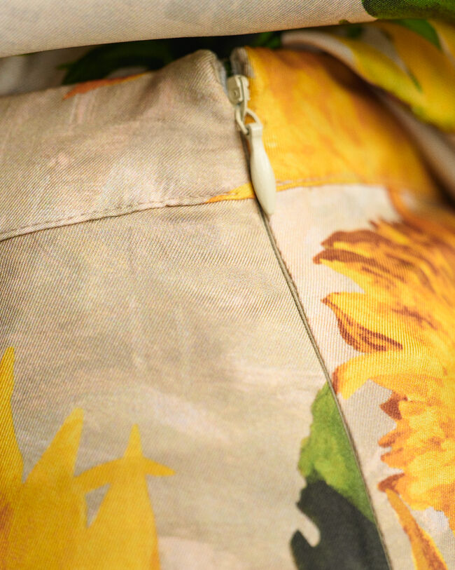 Cal&ccedil;as em seda com perna larga e estampado Sunflower