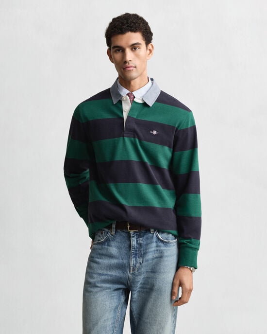 Heavy Rugger às riscas com colarinho em chambray