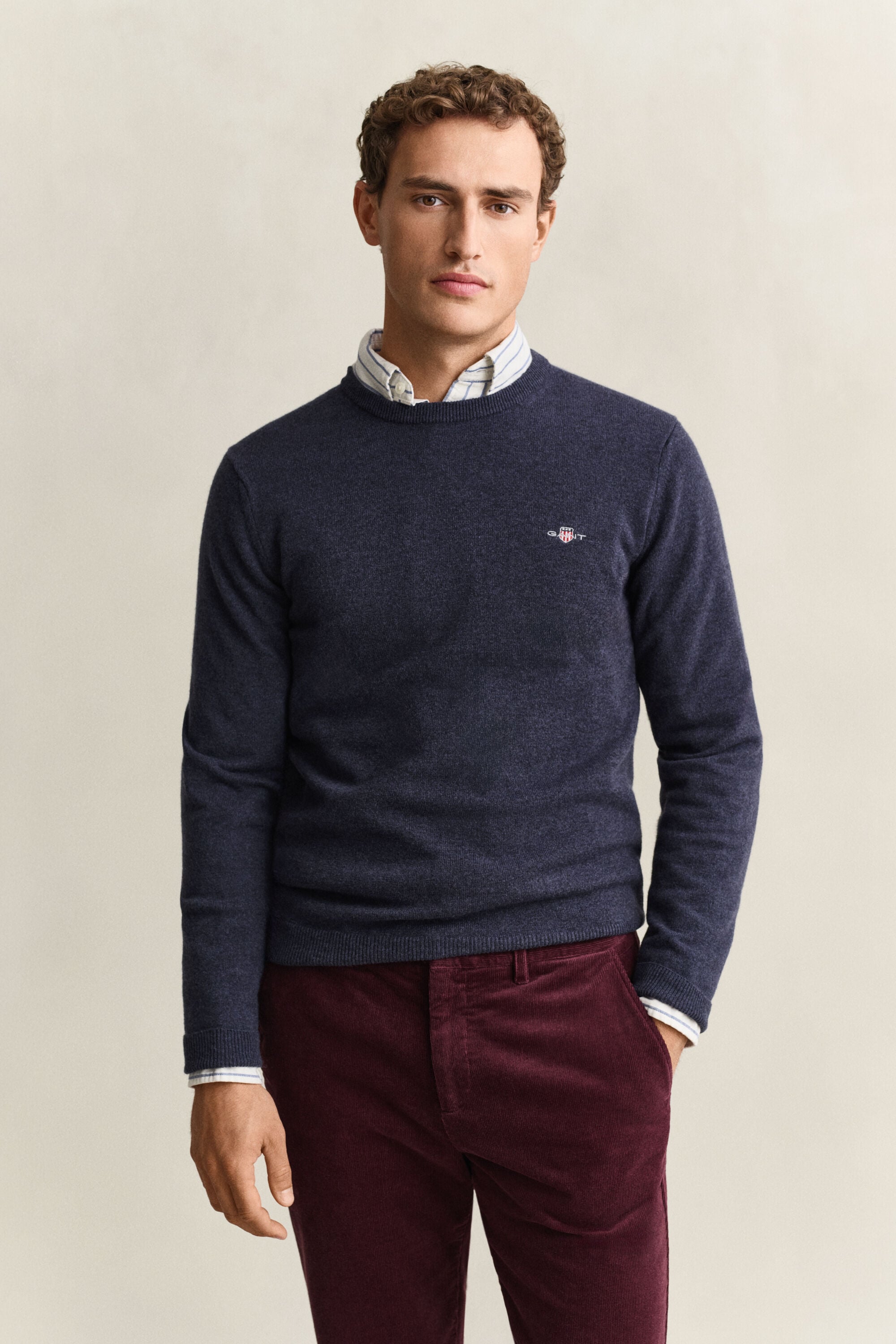 Camisola de malha com decote redondo em lã