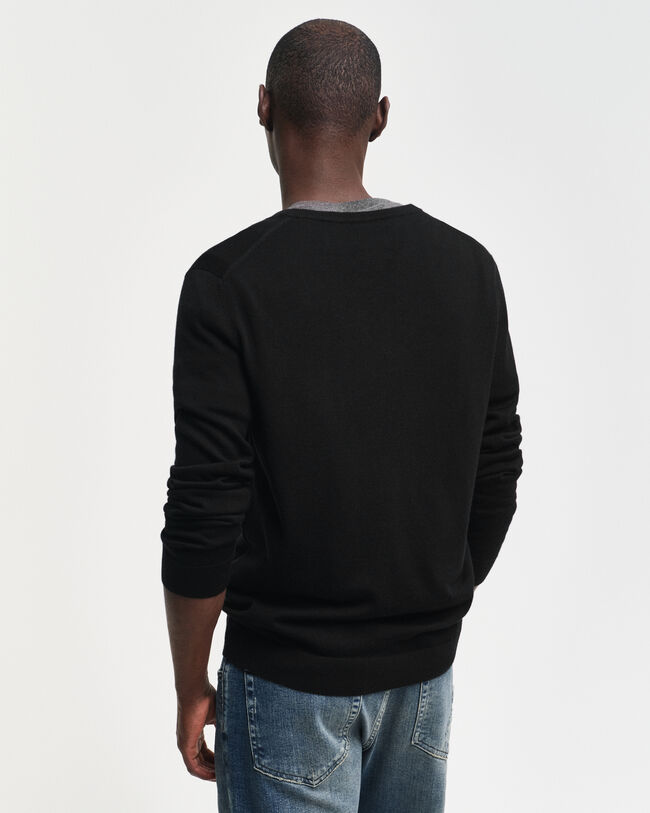 Pullover com decote em V em lã de merino extrafina