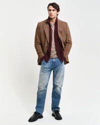 Casaco de malha entrançada com fecho de correr