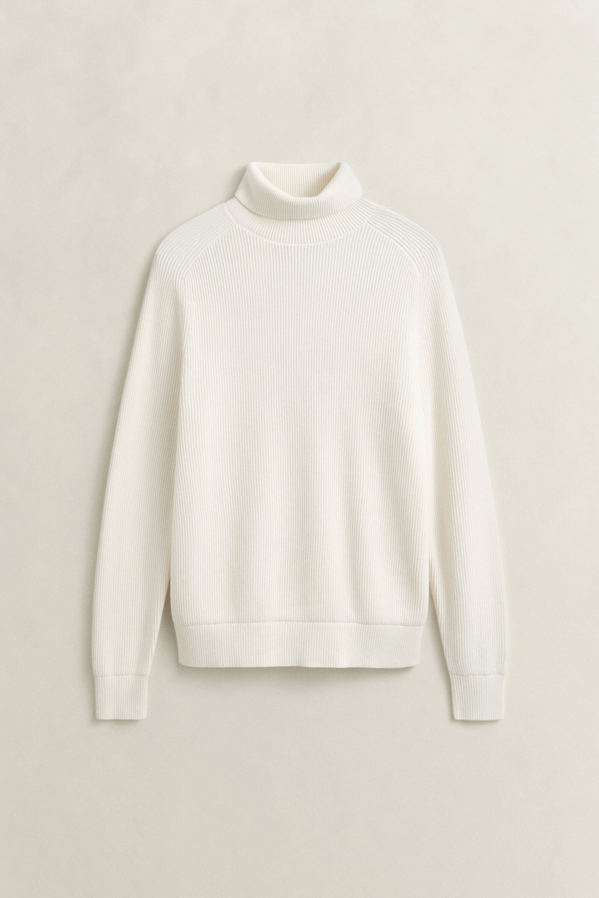 Camisola de gola alta em lã de merino e algodão