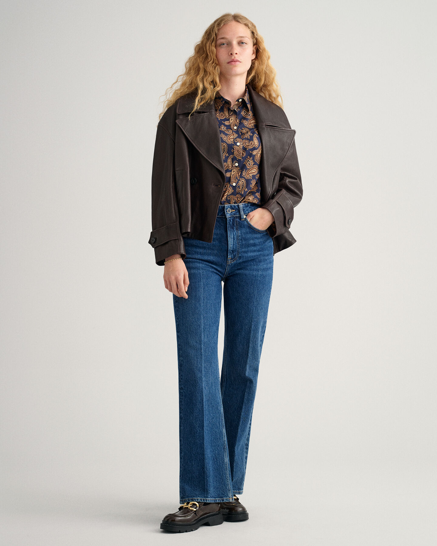 Camisa em voile de algod&atilde;o com padr&atilde;o paisley regular fit