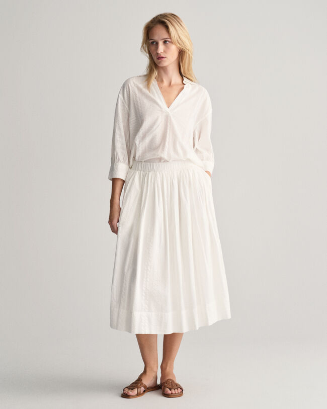 Saia Pull-On às riscas Seersucker