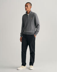 Sweatshirt com meio fecho em algod&atilde;o Texture