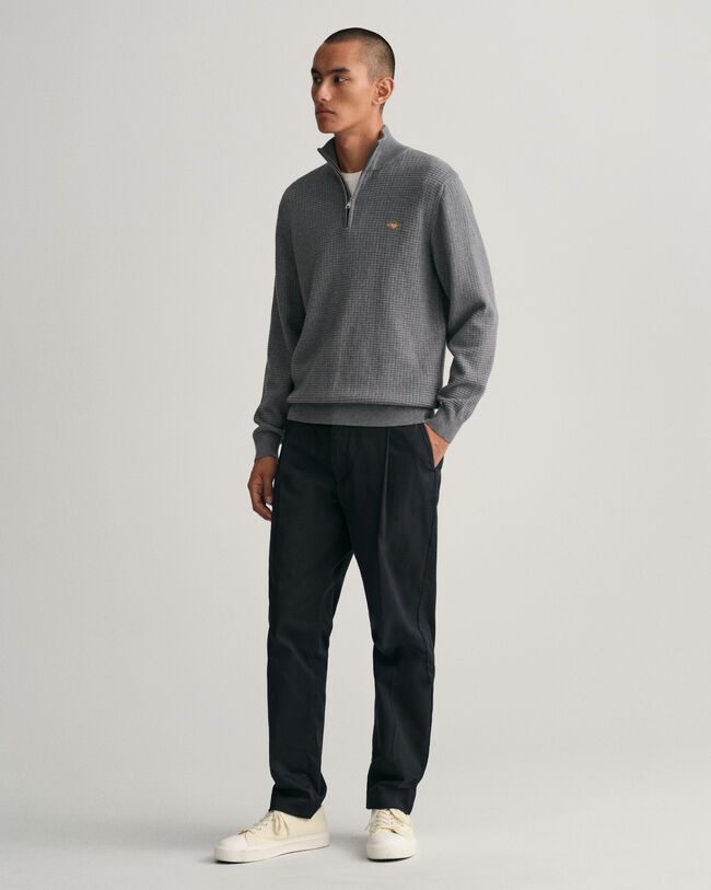 Sweatshirt com meio fecho em algod&atilde;o Texture