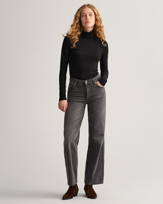 Camisola de gola alta e mangas compridas em jersey