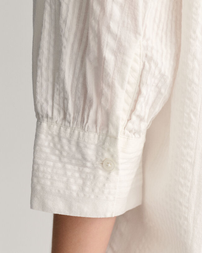 Camisa Popover &agrave;s riscas Seersucker relaxed fit