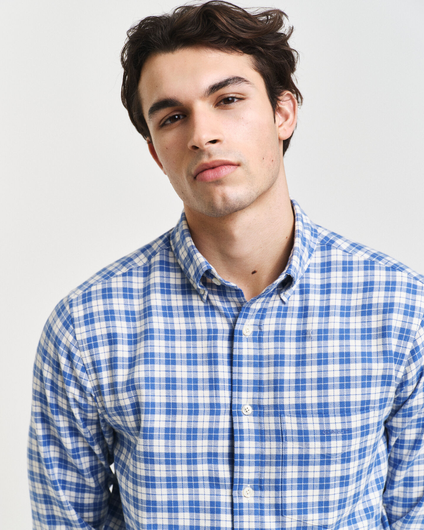 Camisa de flanela com padrão de xadrez regular fit