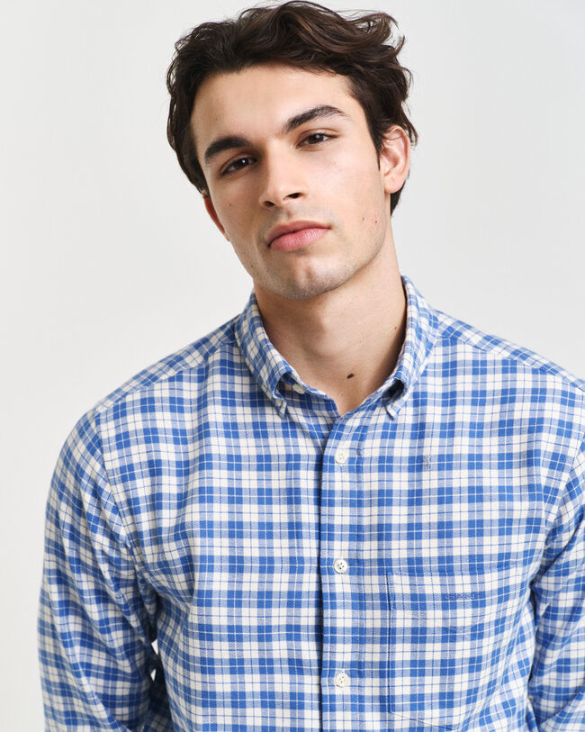 Camisa de flanela com padrão de xadrez regular fit