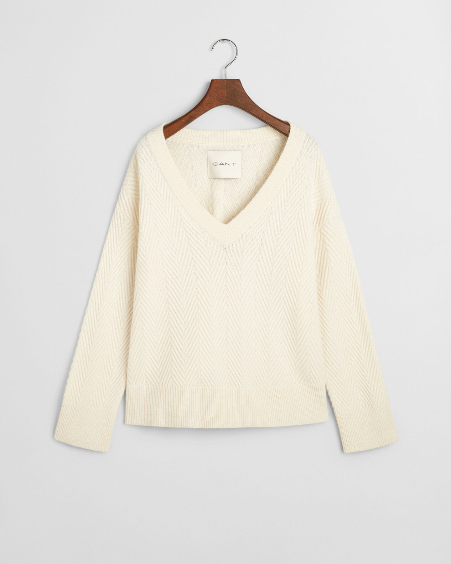 Pullover com decote em V Herringbone