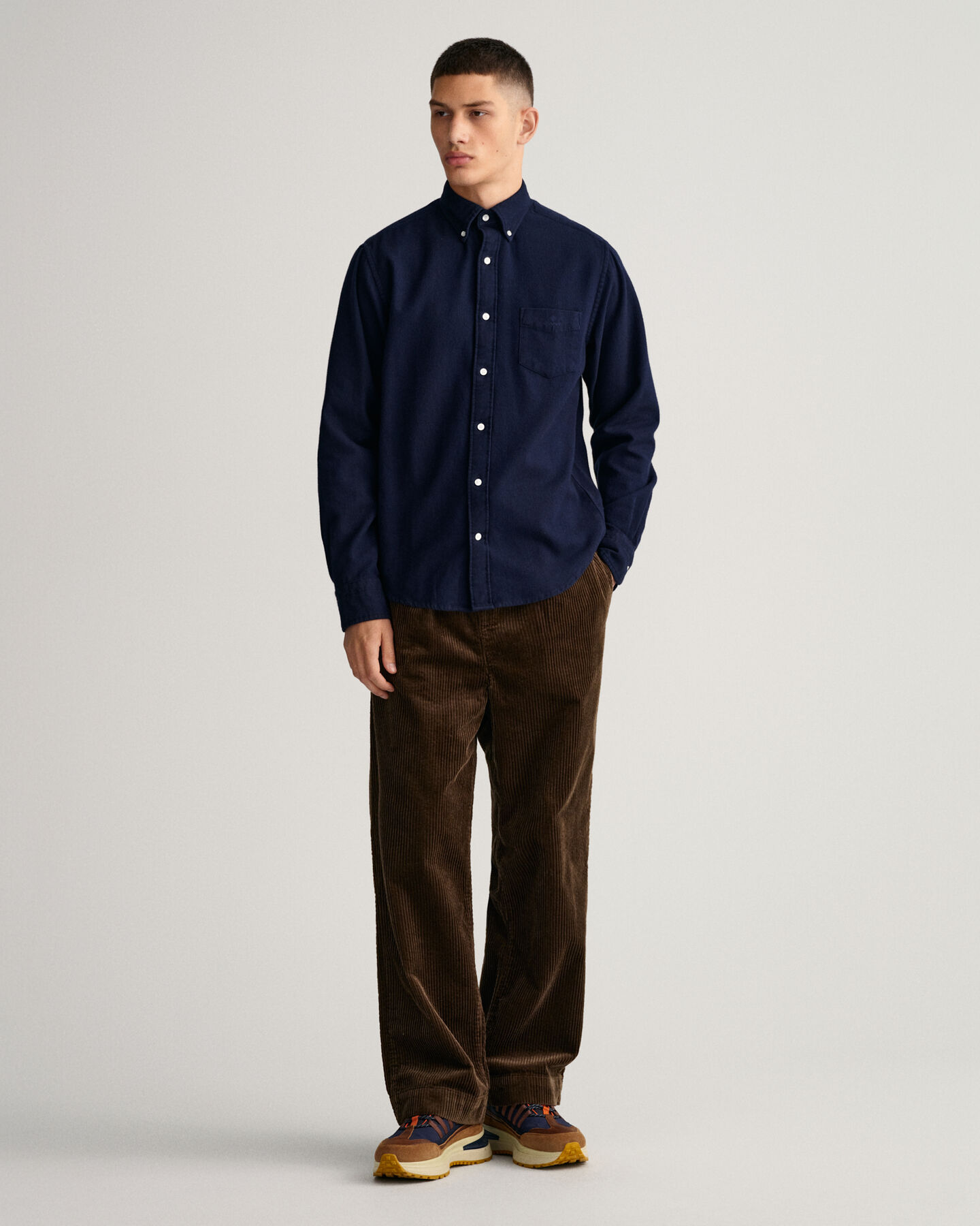 Camisa com padr&atilde;o espinha de peixe regular fit