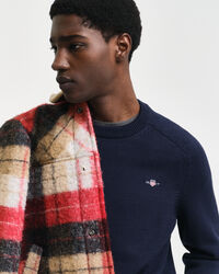 Camisola de malha de algod&atilde;o com decote redondo Casual