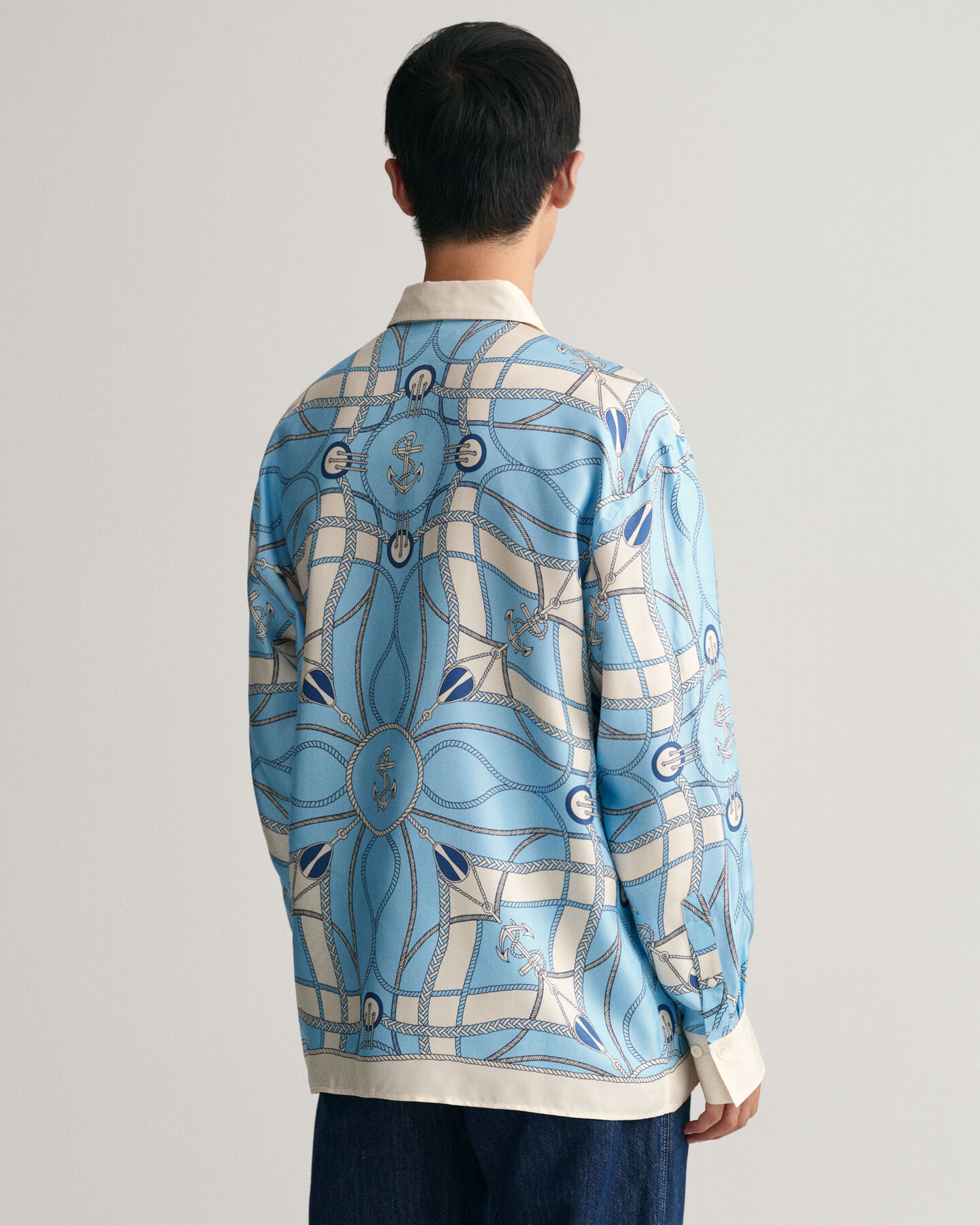 Camisa de seda com estampado Sailing relaxed fit