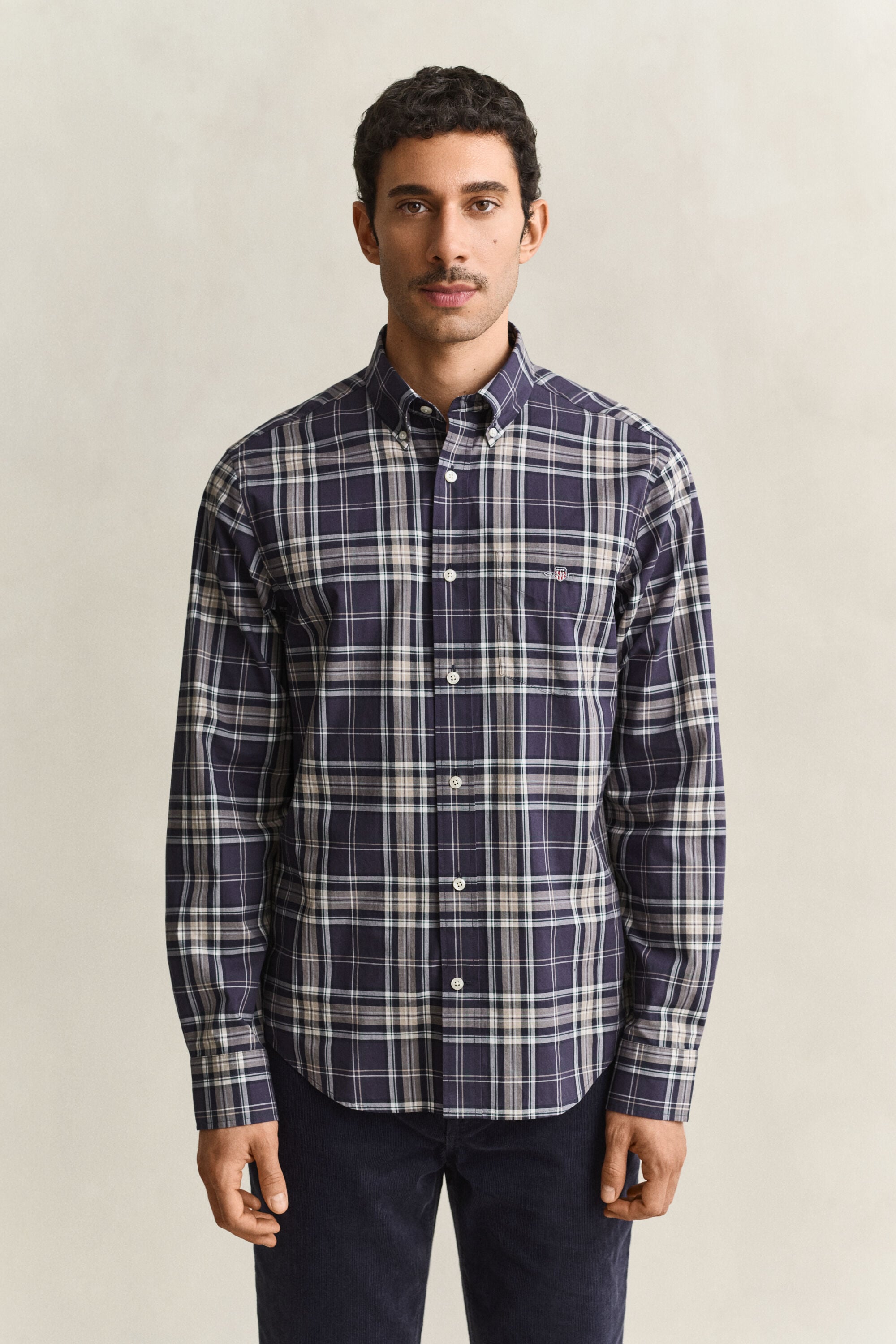 Camisa de popelina com padrão de xadrez