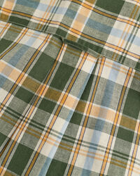 Camisa de manga curta em linho e algod&atilde;o com padr&atilde;o de xadrez regular fit