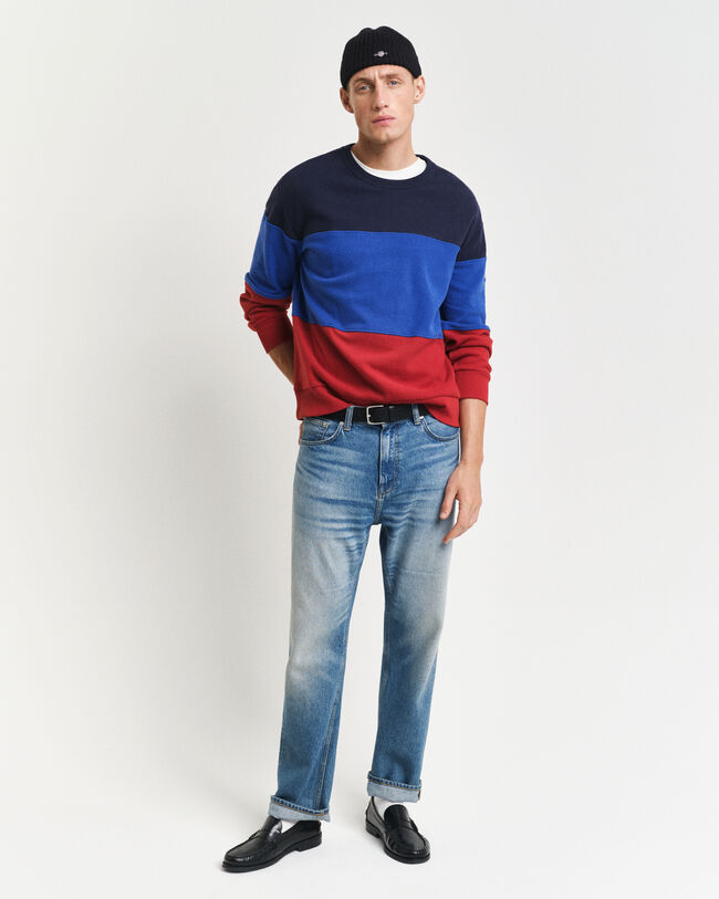 Sweatshirt com decote redondo e bloco de cor