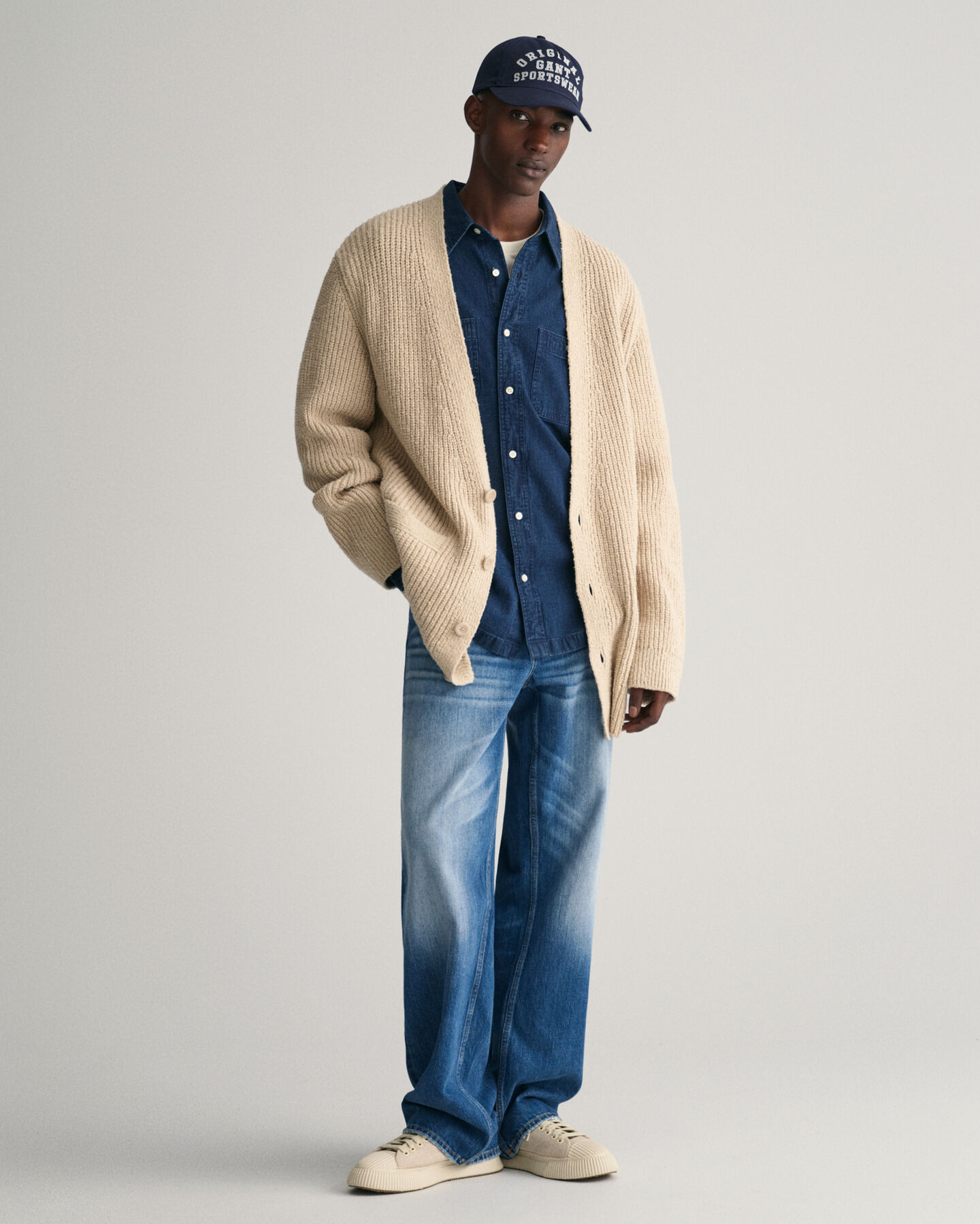 Casaco de malha bouclé canelada