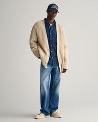 Casaco de malha bouclé canelada