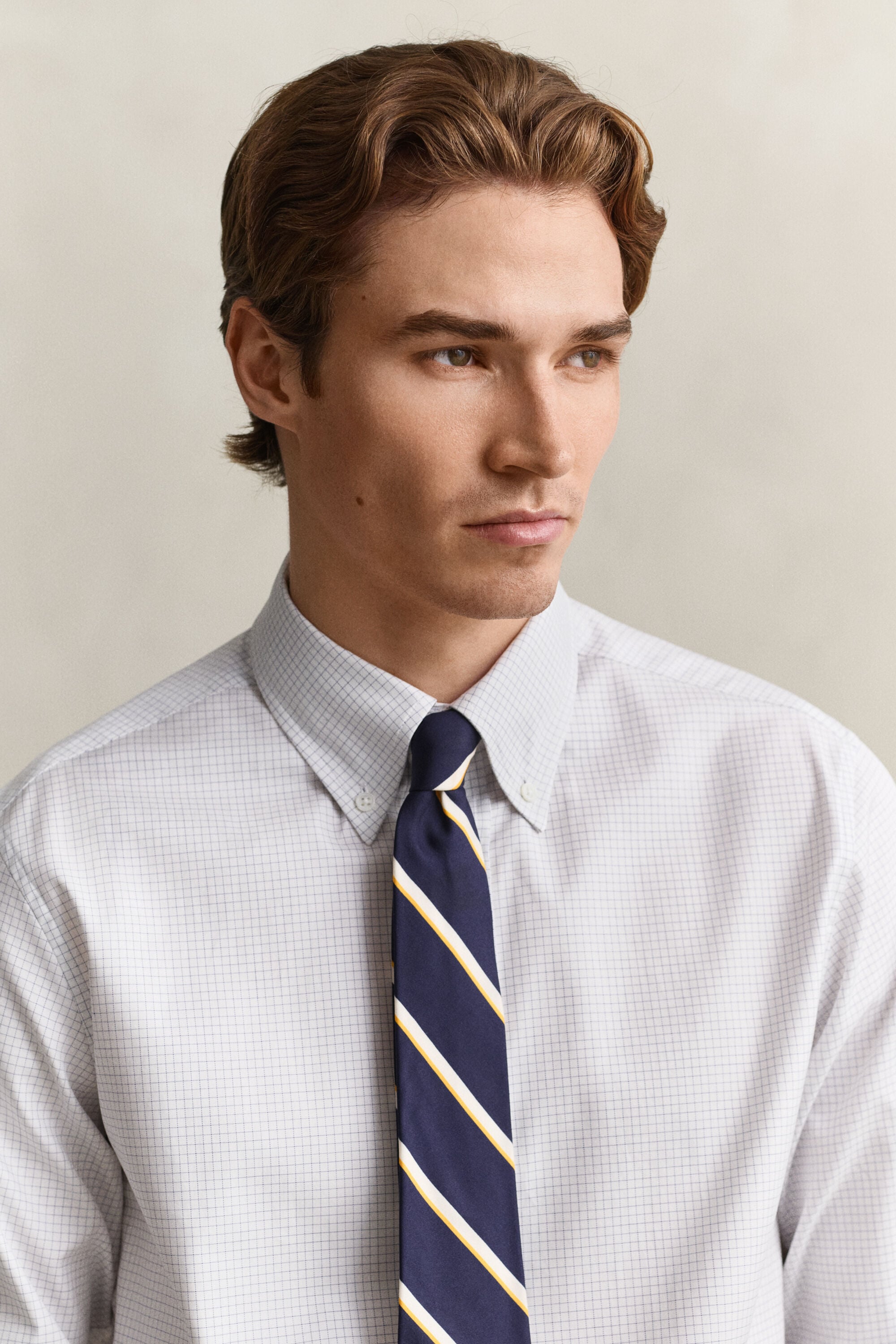 Vestido-camisa em sarja com padrão ao xadrez