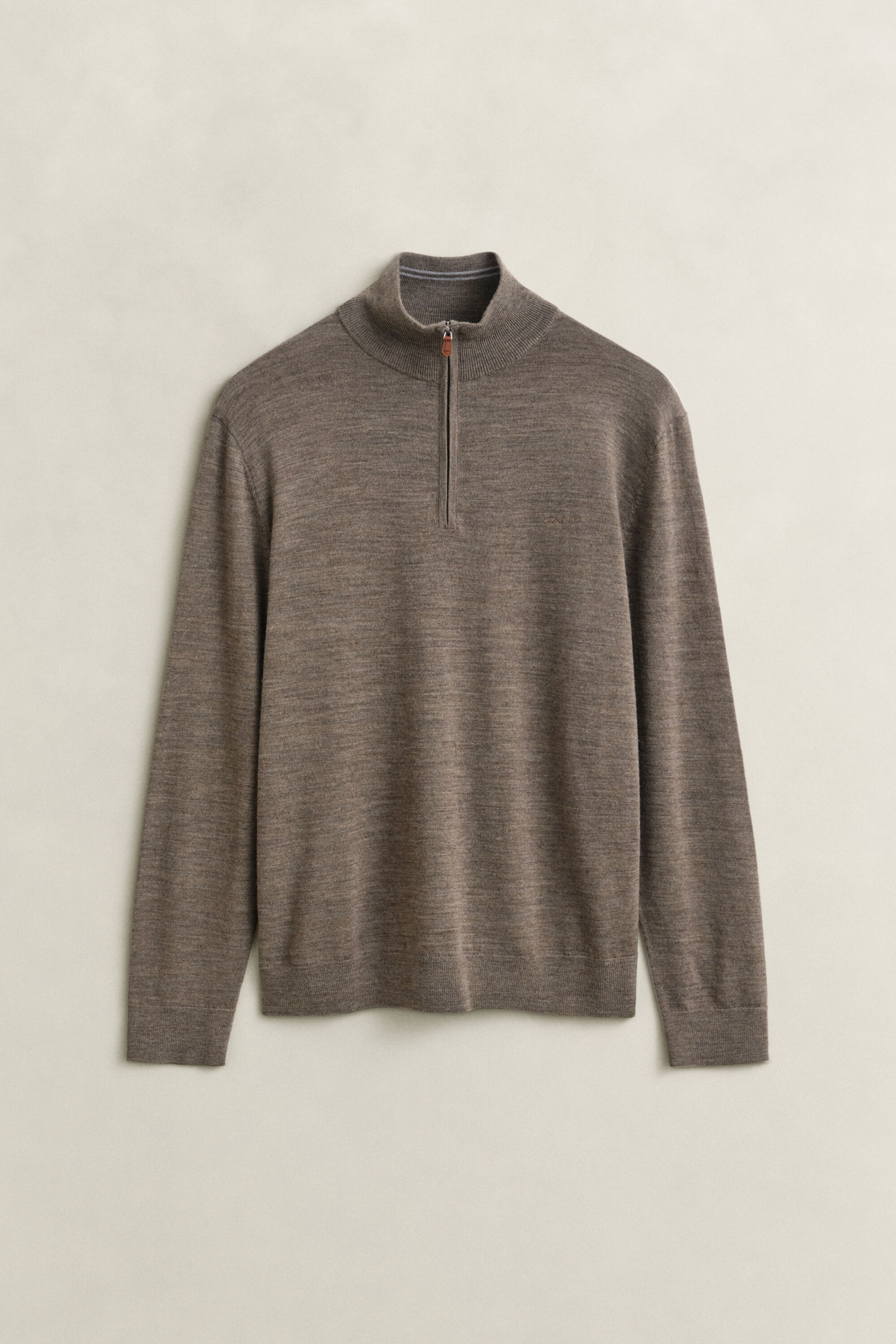 Camisola de malha com meio fecho de correr em lã de merino