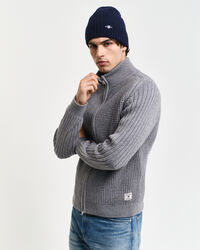 Casaco de malha com fecho de correr em mistura de lã texturizada