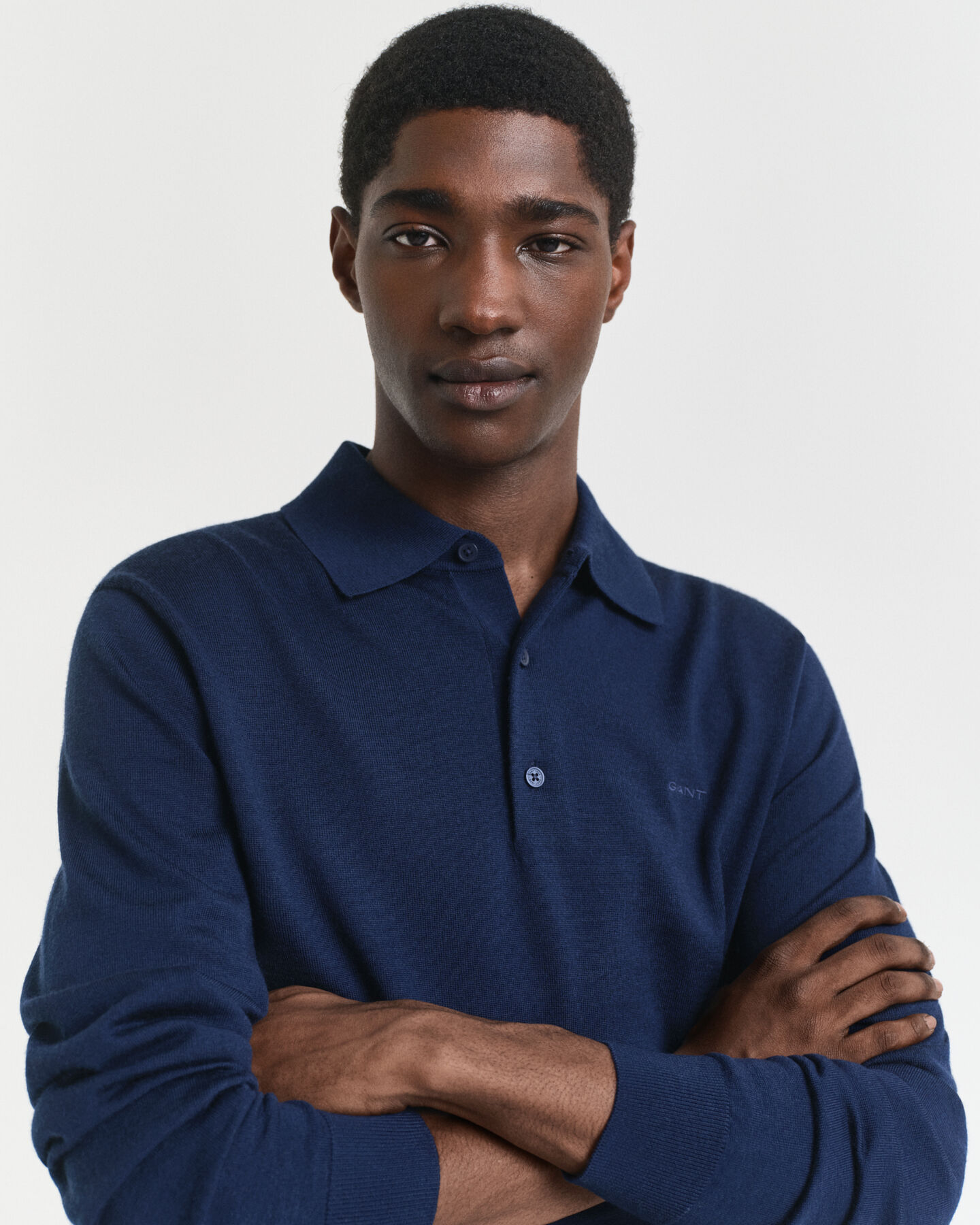 Camisola de malha estilo polo em l&atilde; de merino extrafina