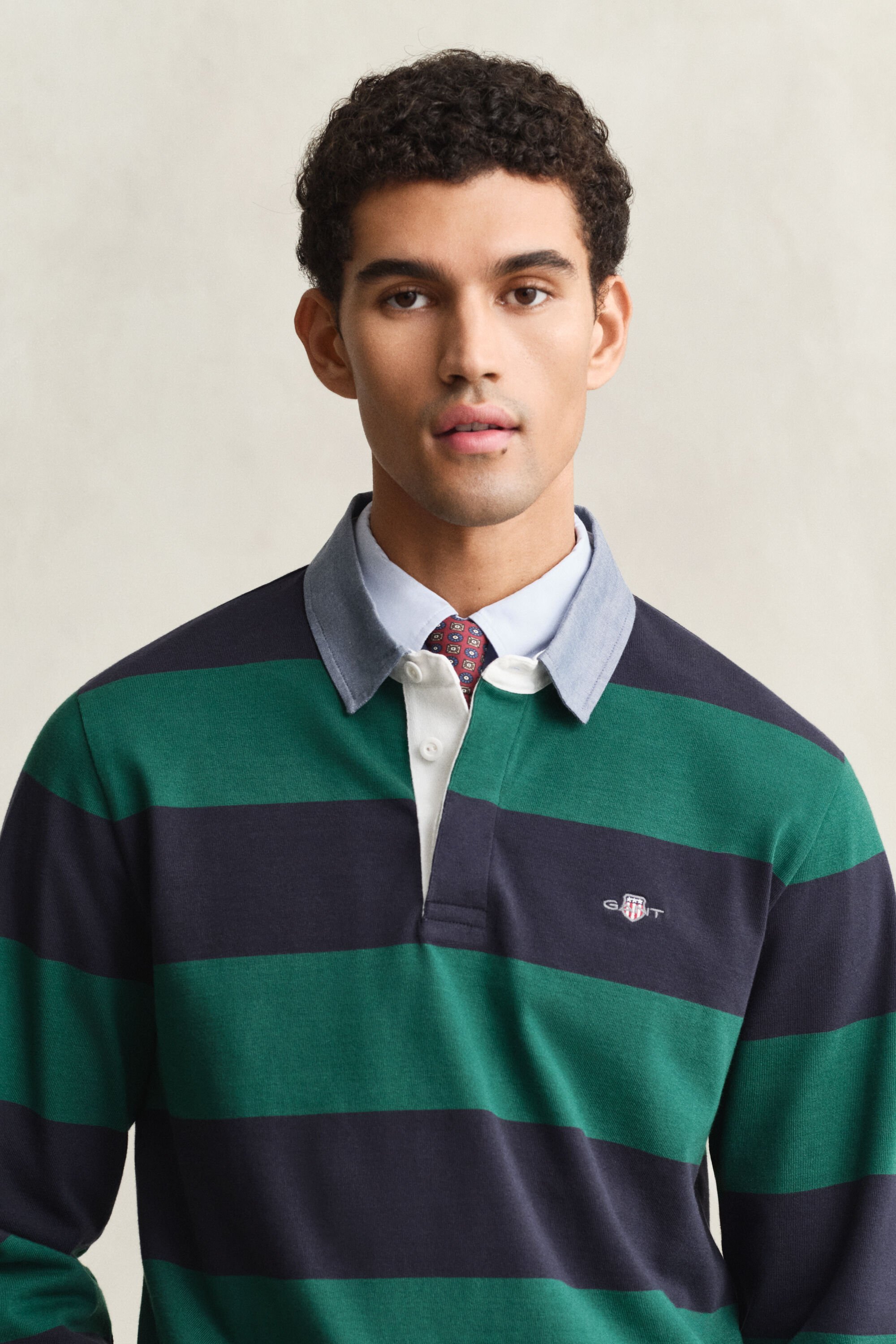 Heavy Rugger às riscas com colarinho em chambray