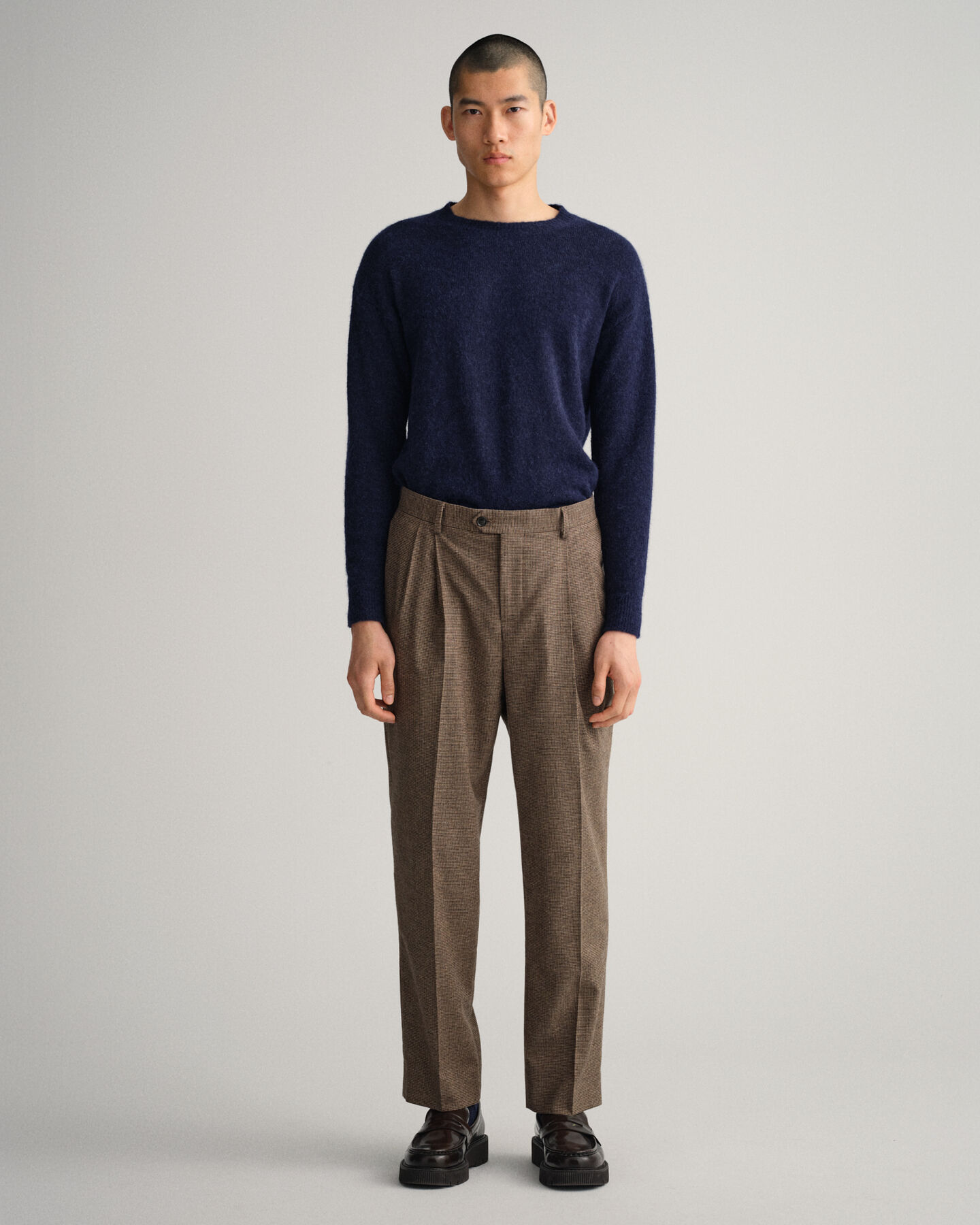 Calças de fato com padrão de xadrez Houndstooth