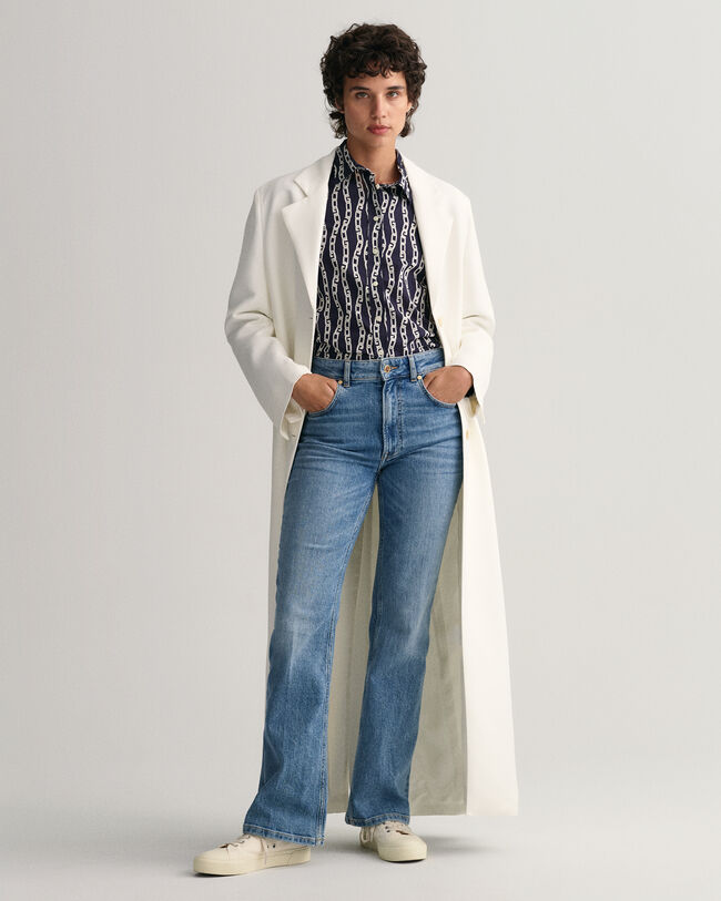 Camisa em voile de algodão com estampado Chain corte normal