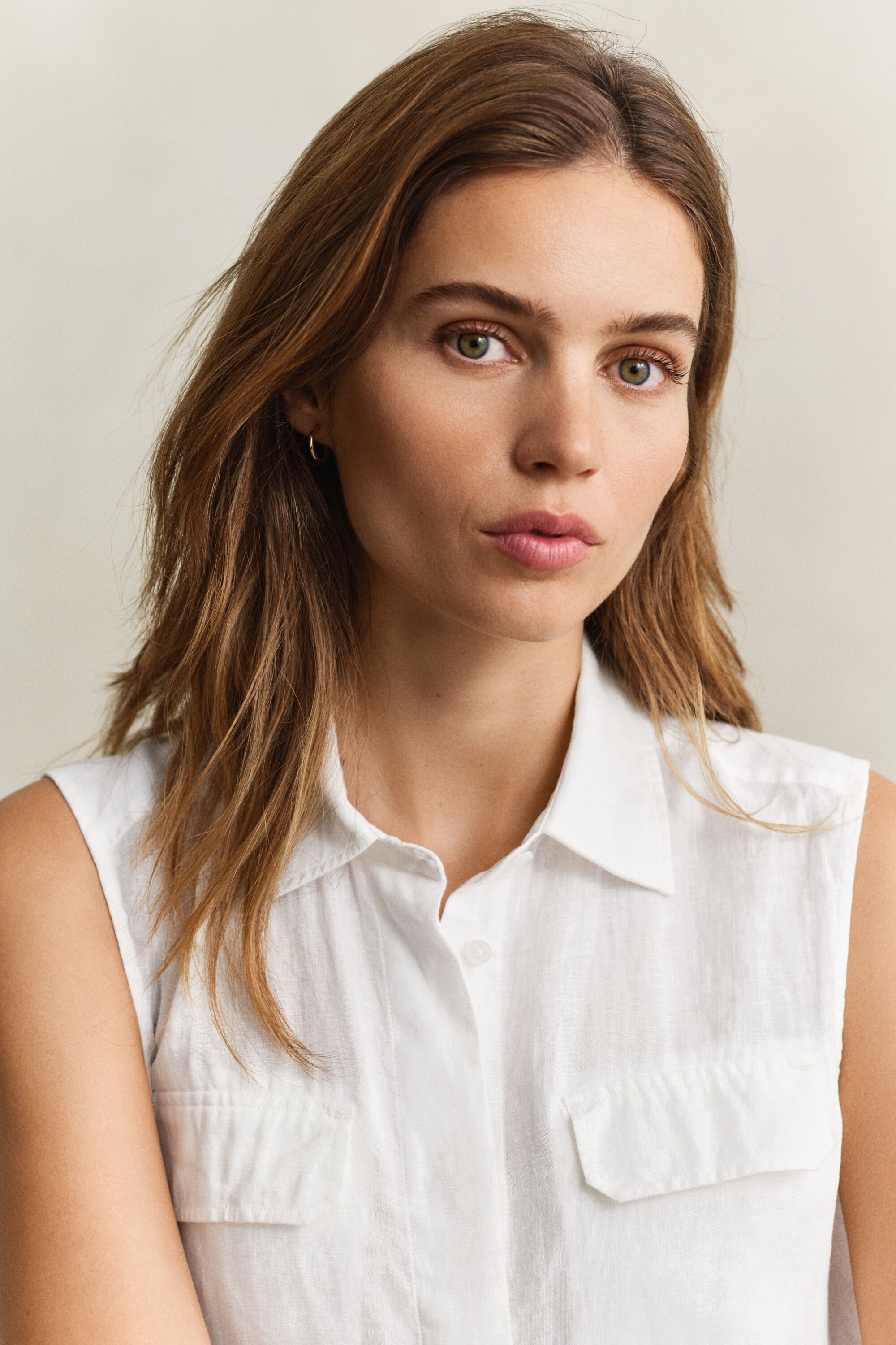 Camisa de linho sem mangas