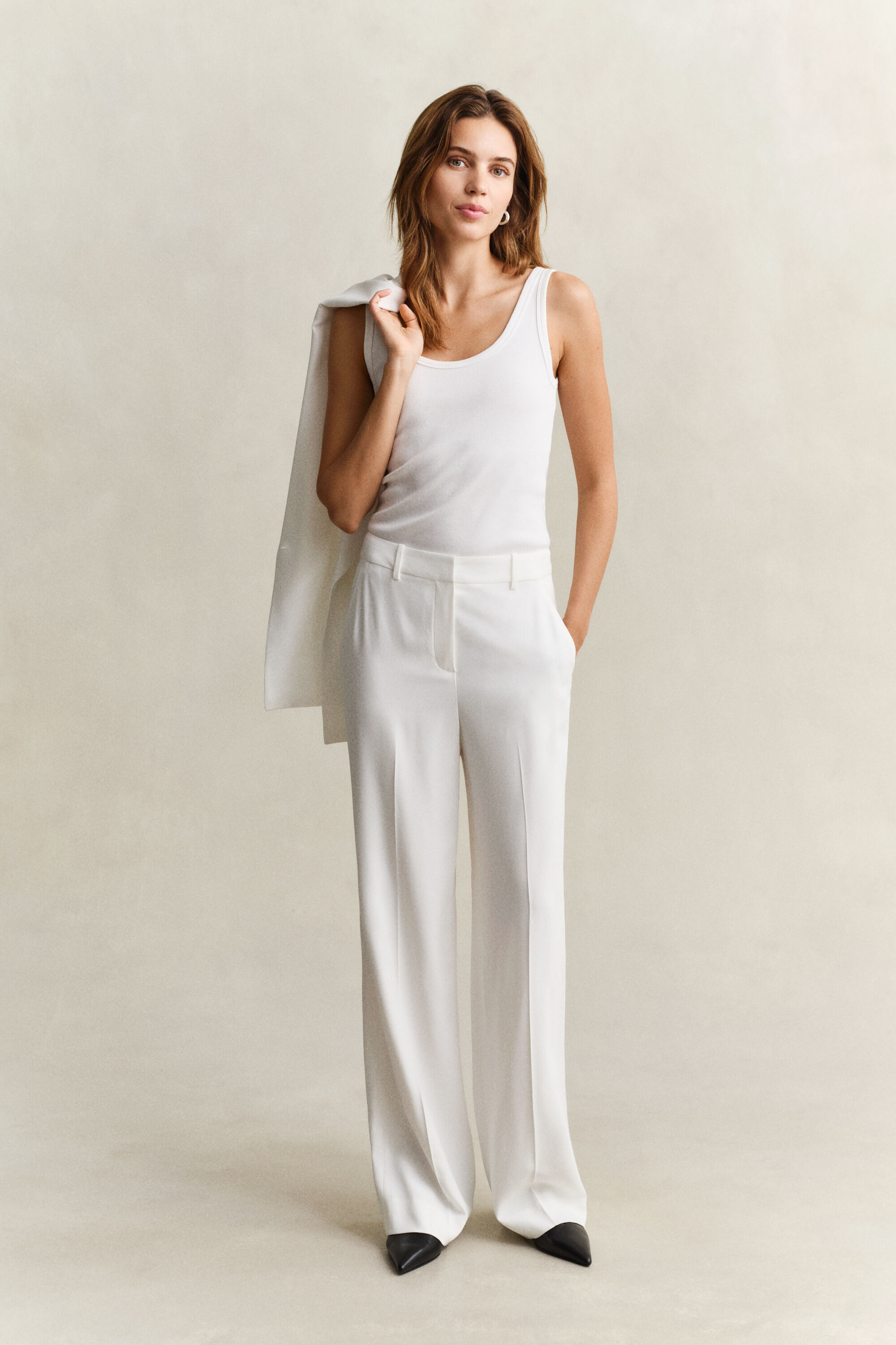 Calças formais em tecido crepe